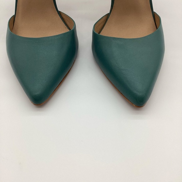2105. Joe’s Turquoise Teal Criss-Cross Wood Heel Pumps NWOT Size 9 - Picture 6 of 9